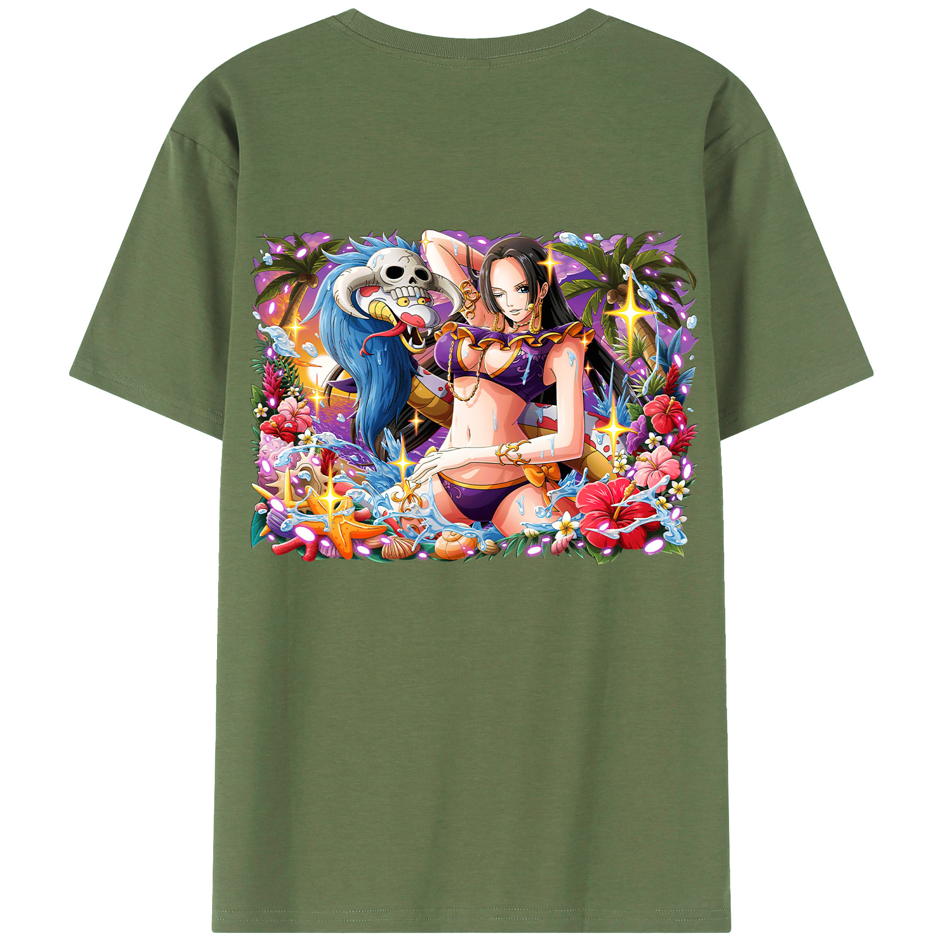ワンピース ボア・ハンコック ONE PIECE Boa·Hancock 綿100％ メンズ半袖Tシャツ（バックプリント） 通気性